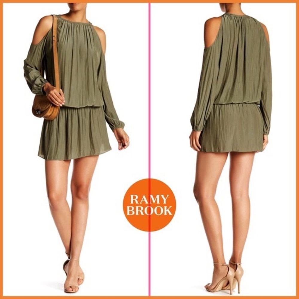 Ramy Brook Lauren Cold Shoulder Dress - Sage Green - Small - Worn Once - EUC